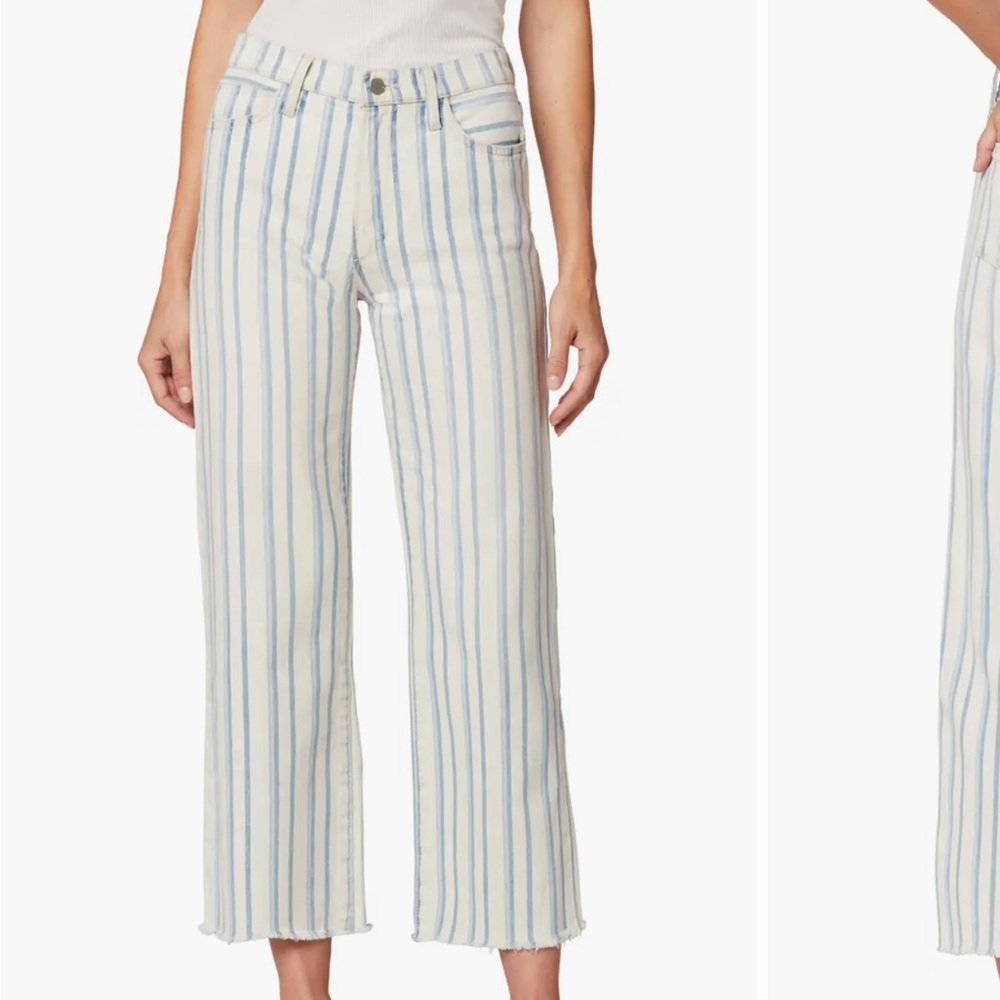 Joe's Jeans White and Blue Striped Flare Jeans